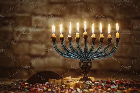 Jewish Hanukkah menorah candles | High-Quality Holiday Stock Photos ...