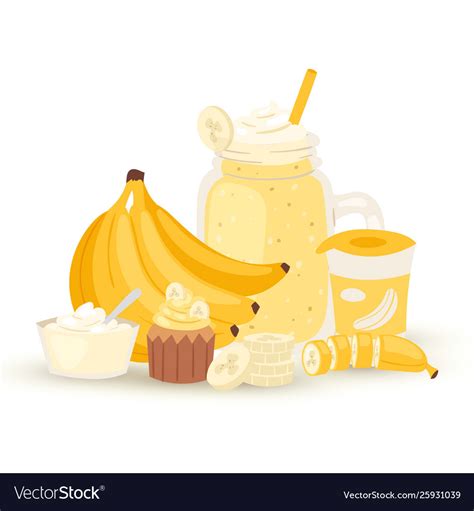 Sweet banana smoothie and milkshake Royalty Free Vector