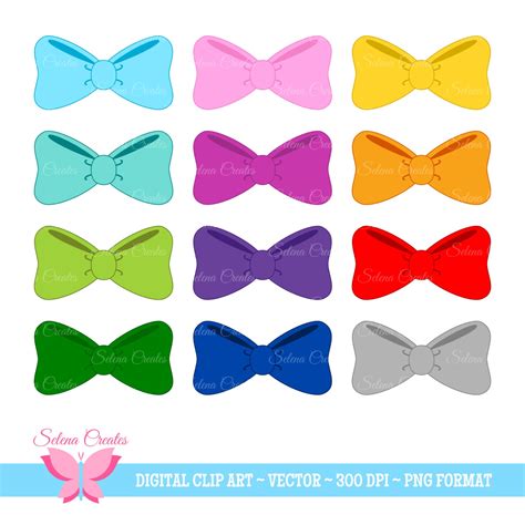 Hair Bow Clipart Set, Digital Clipart, Bows, Bow Tie, Vector, PNG ...