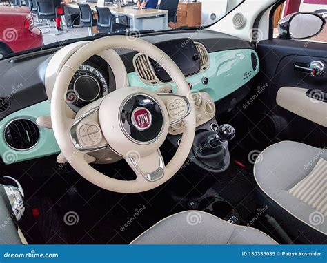 Interior of Fiat 500 car editorial image. Image of model - 130335035