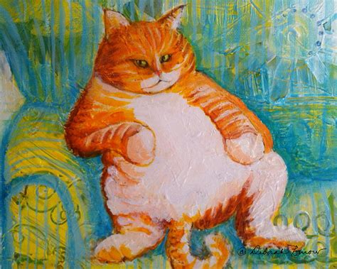 Fat Cat Painting by Deborah Burow