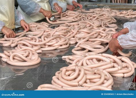 Close-up Making Sausages Automatic Process Stock Image - Image of ...