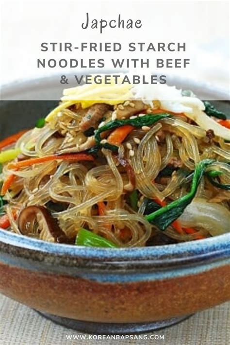 Japchae (Korean Stir-fried Glass Noodles) - Korean Bapsang | Glass ...