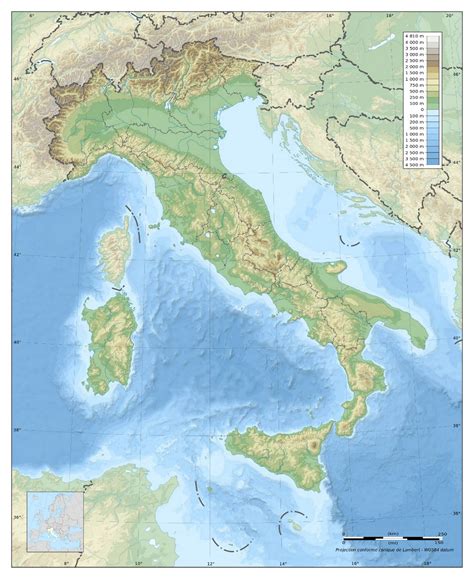 Large physical map of Italy | Italy | Europe | Mapsland | Maps of the World