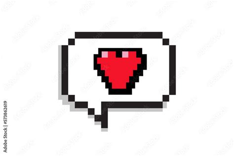 Pixel art 8-bit Heart speech bubble. retro game. Stock Vector | Adobe Stock