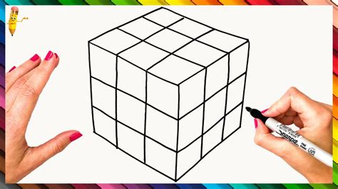 How To Draw A Rubik Cube Step By Step Rubik Cube Drawing Easy