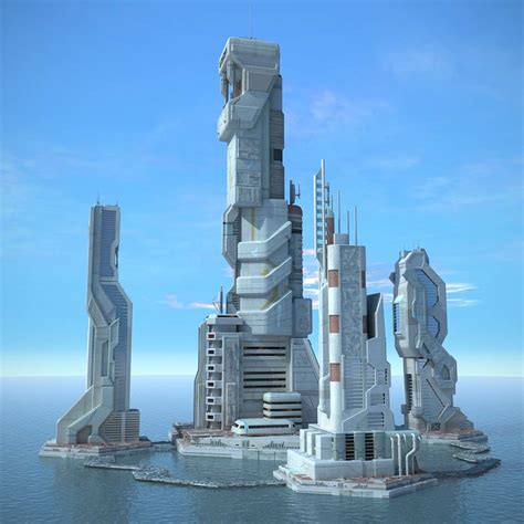 3ds max sci fi futuristic city | Futuristische architektur, Schwimmende ...