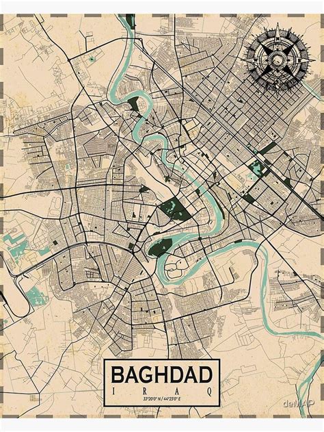 "Baghdad City Map of Iraq - Vintage" Poster for Sale by deMAP | Baghdad ...