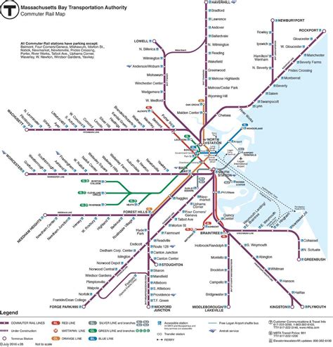 MBTA commuter rail map - Commuter rail map Boston (United States of ...