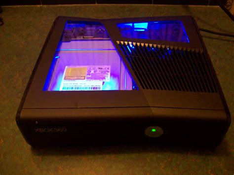 Xbox 360 Slim Custom Window Mod w/ Blue Lights - LS1TECH