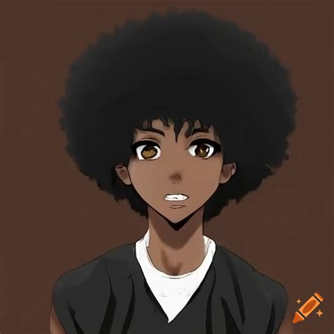 Anime black boy with afro on Craiyon