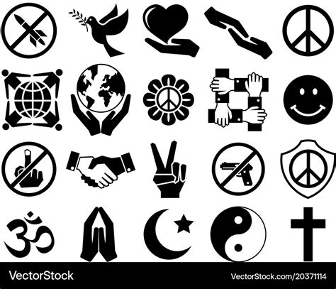 Peace symbol icon set Royalty Free Vector Image