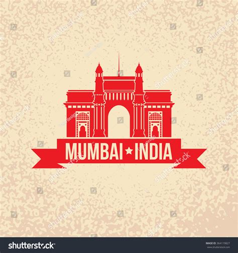 India Gate. The Symbol Of Mumbai, India. Vector Silhouette. Icon For ...