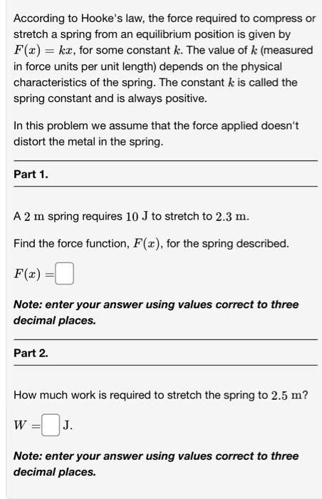 Solved Hooke's Law for Springs. According to Hooke's law, | Chegg.com