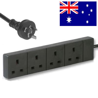 Leads Direct | Australian Plug to a 4 Gang UK Socket – 2m