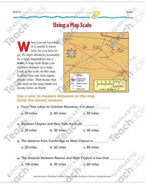 Free Map Scale Worksheets Printables - Worksheets Printable Free