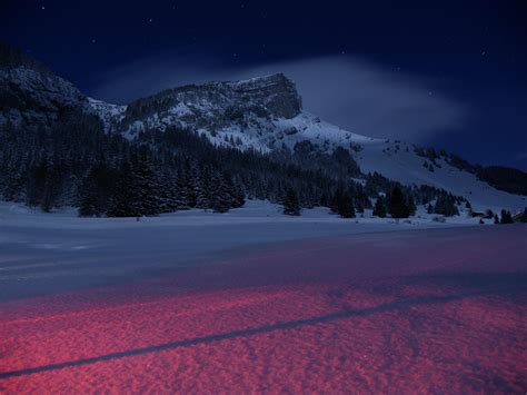 壁纸山，夜，冬天，雪，景观，法国高清：宽屏：高清晰度：全屏