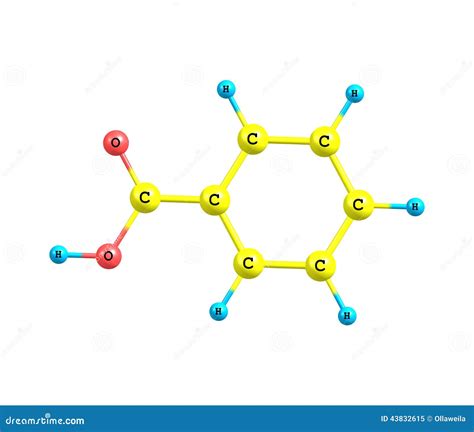 Benzoic Acid Molecule, Structural Chemical Formula, Ball-and-stick ...