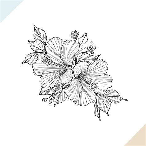 Hibiscus Flower Tattoo Outline