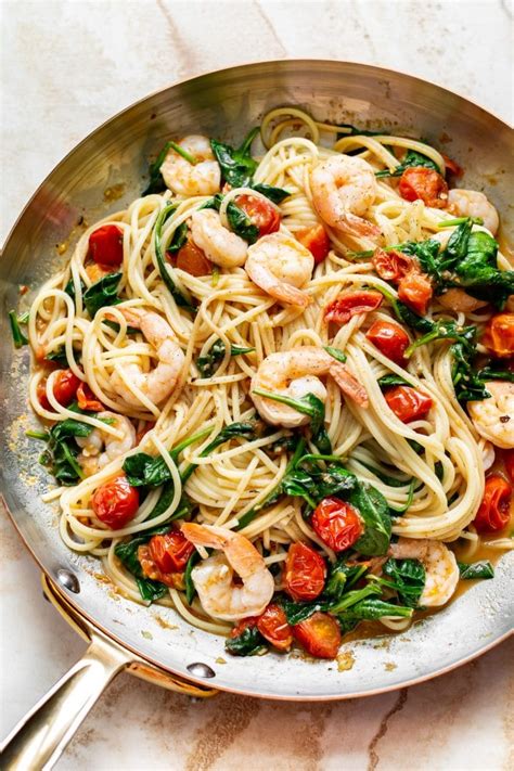 Tomato Spinach Shrimp Pasta • Salt & Lavender