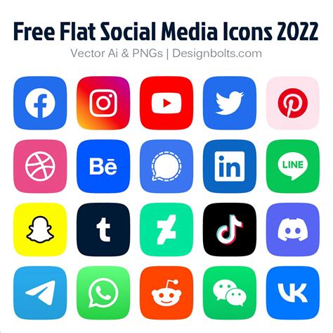 20 iconos de redes sociales planas vectoriales gratis 2022 | Ai