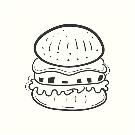 Hand-drawn burger outline illustration. Burger fast food vector ...