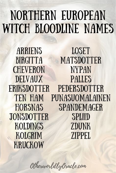 Northern European Witch Bloodlines by Last Name | Book writing tips ...