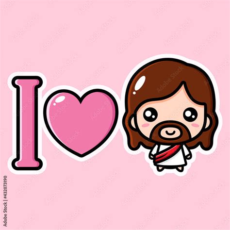 cute cartoon jesus vector design with i love jesus writing Stock Vector ...