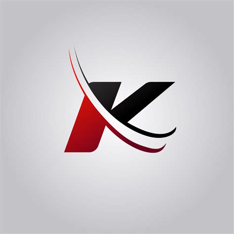 initial K Letter logo with swoosh colored red and black 588083 Vector ...