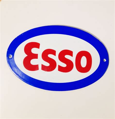 Esso Logo Enamel Sign - 18 x 10 cm - FiftiesStore.com