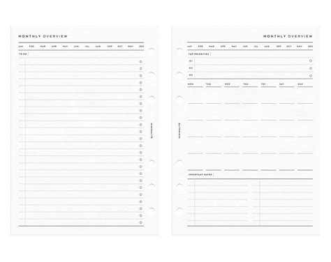 A5 PLANNER // MONTHLY Planner Minimal Printable Insert // Month on One ...