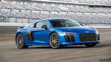 Blue car Audi R8 V10 on the race track wallpapers and images ...