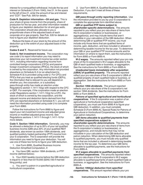 Download Instructions for Form 1120-S Schedule K-1 Shareholder's Share ...