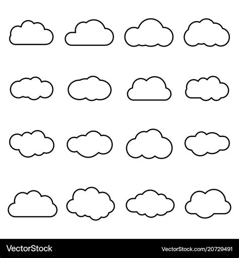 Clouds line art icon isolated on white background Vector Image