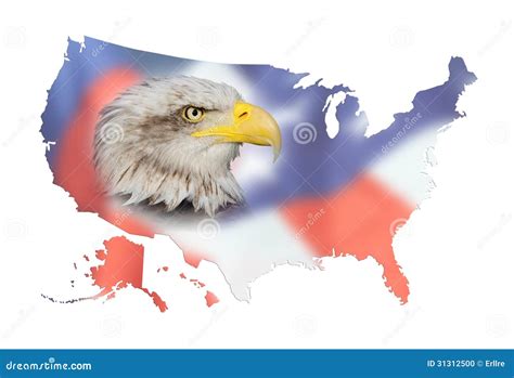 Map Of Usa, Flag And Bald Eagle Stock Photo - Image: 31312500