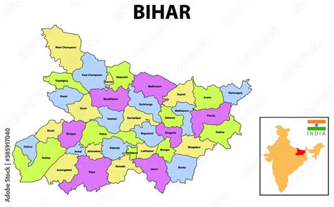 Bihar Map. bihar district map, India. Bihar, India, vector map isolated ...