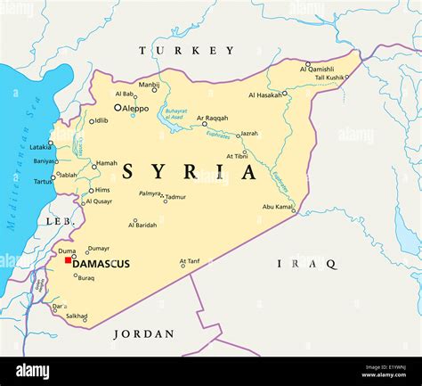 Syria Political Map - Political map of Syria with capital Damascus ...