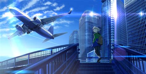 Download Airplane Anime Original HD Wallpaper by 雪町