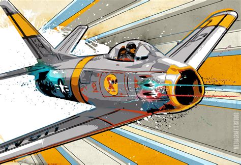 Airplane Art - F-86 Sabre Jet - Airplane Decor, Airplane Print, Vintage ...