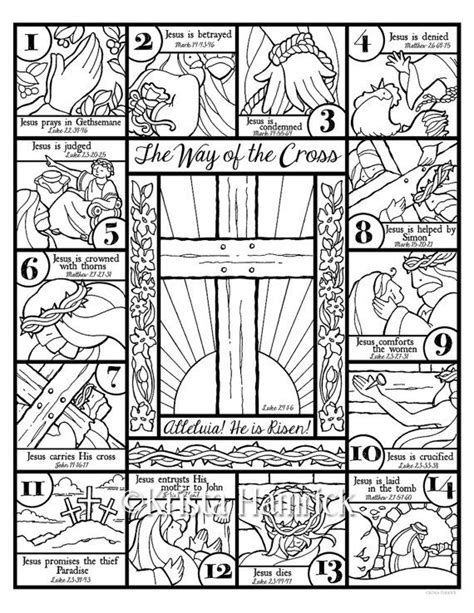 The Way of the Cross Coloring Page and Bookmarks - Etsy | Cross ...