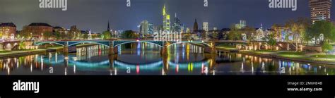 Frankfurt Skyline Panorama Night Germany Stock Photo - Alamy