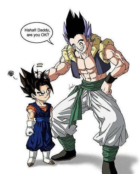 Adult gotenks and kid vegito credit: artist please give credit if ...