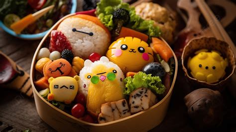 Bento Box Is Piled With Different Food That Resembles Characters ...