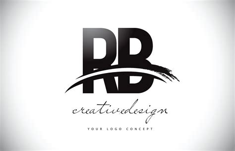 RB R B Letter Logo Design with Swoosh and Black Brush Stroke. 5075393 ...