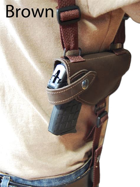 Leather Horizontal Shoulder Holster for .380 Ultra Compact 9mm .40 .45 ...