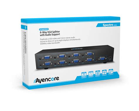 Powered 8-Way VGA Splitter with Audio (500MHz) – Avencore