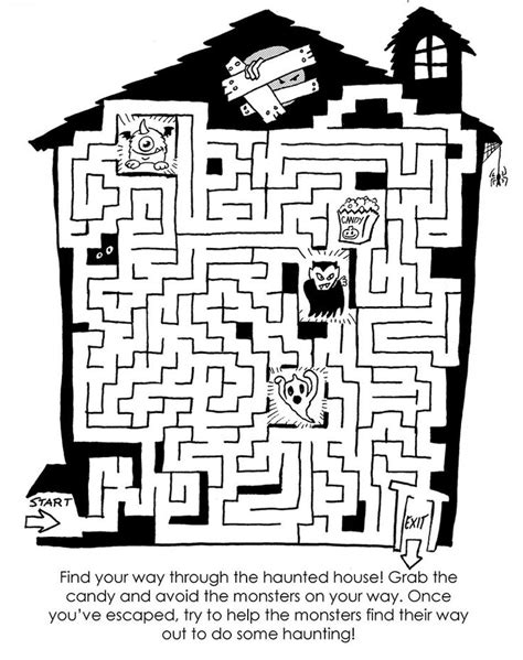 Haunted house maze | Halloween maze, Haunted house, Coloring pages to print