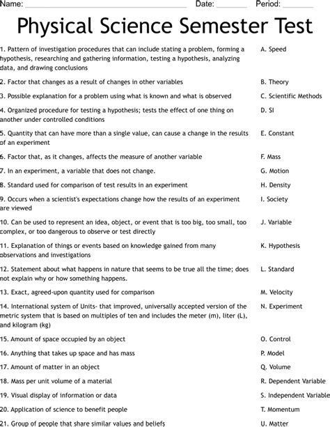 Free Physical Science Worksheets