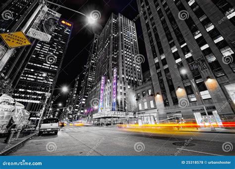 Taxis in the Night in New York Editorial Stock Photo - Image of office ...