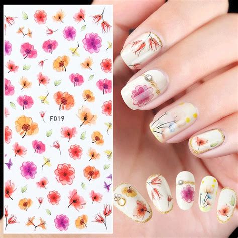 Flower Decals Nail Sticker Blooming Flower Nail Art Decals Nail Art ...